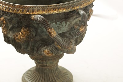 Lot 607 - A LARGE 19TH-CENTURY FRENCH  BRONZE AND GILT HIGHLIGHTED MODEL OF THE WARWICK VASE