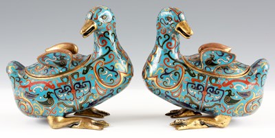 Lot 245 - AN INTERESTING PAIR OF ORIENTAL BRONZE ENAMEL...