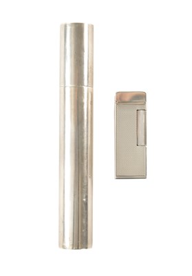 Lot 424 - TIFFANY & CO - AN AMERICAN SILVER CIGAR CASE AND DUNHILL LIGHTER