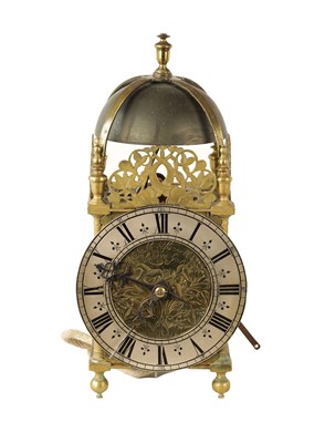 Lot 735 - AN UNUSUAL THIRD QUARTER 17TH CENTURY BRASS LANTERN CLOCK JOHN EBSWORTH, LONDINI FECIT