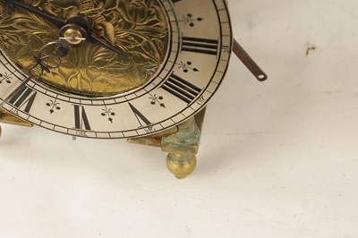 Lot 735 - AN UNUSUAL THIRD QUARTER 17TH CENTURY BRASS LANTERN CLOCK JOHN EBSWORTH, LONDINI FECIT