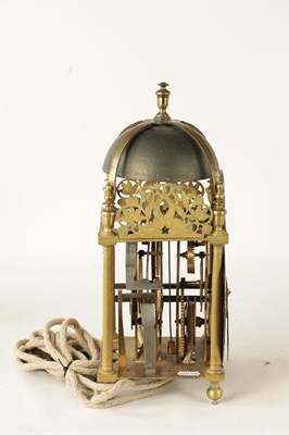 Lot 735 - AN UNUSUAL THIRD QUARTER 17TH CENTURY BRASS LANTERN CLOCK JOHN EBSWORTH, LONDINI FECIT