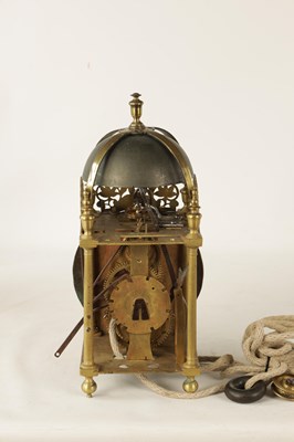 Lot 735 - AN UNUSUAL THIRD QUARTER 17TH CENTURY BRASS LANTERN CLOCK JOHN EBSWORTH, LONDINI FECIT