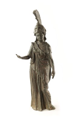 Lot 616 - AN 18TH/19TH CENTURY CAST BRONZE FIGURAL SCULPTURE OF ATHENA