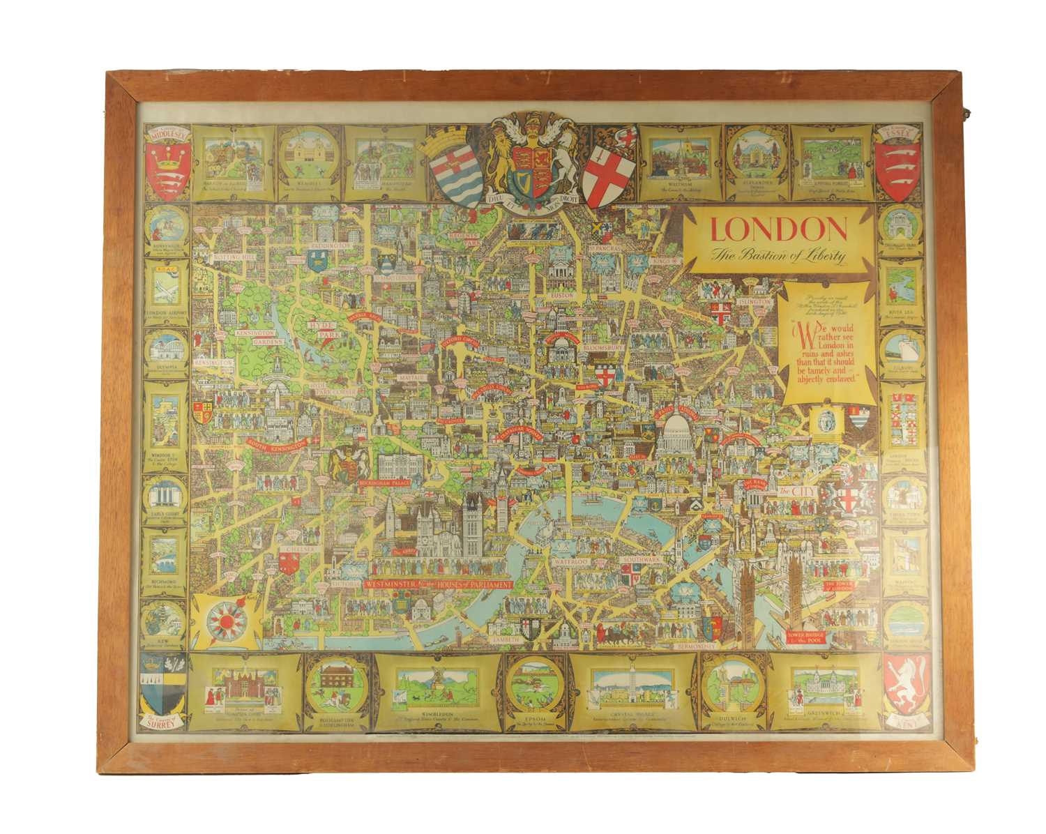 Lot 759 - A LARGE FRAMED MAP OF LONDON