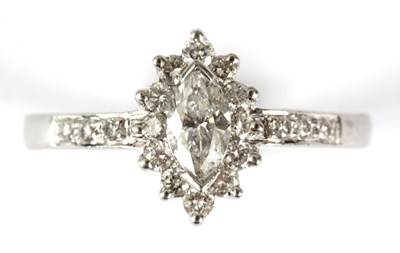 Lot 253 - A 45 POINTS MARQUISE CUT DIAMOND RING with...