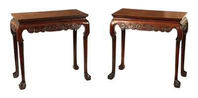 Lot 114 - A GOOD PAIR OF CHINESE HARWOOD ALTER TABLES