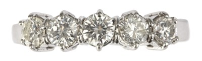 Lot 257 - AN 18ct WHITE GOLD FIVE STONE HALF ETERNITY...