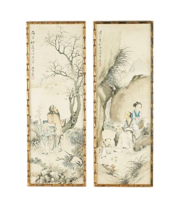 Lot 223 - A PAIR OF 19TH CENTURY CHINESE WATERCOLOUR AND INK DRAWINGS ON RICE PAPER