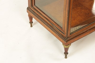 Lot 1379 - A FINE 19TH CENTURY FRENCH AMBOYNA AND TULIPWOOD CROSS-BANDED SERVES PANELLED DISPLAY CABINET