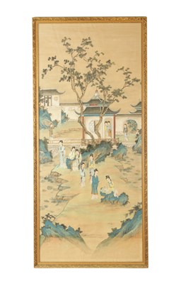 Lot 290 - A LARGE 19TH CENTURY CHINESE WATERCOLOUR ON SILK