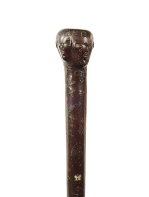 Lot 570 - A GOOD MID-19TH CENTURY FOLK ART MARRIAGE WALKING STICK