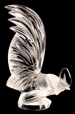 Lot 27 - R, LALIQUE, A 'COQ NAIN' FROSTED GLASS CAR...
