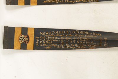 Lot 654 - A GOOD PAIR OF PRESENTATIONS OXFORD UNIVERSITY ROWING OARS DATED 1900.