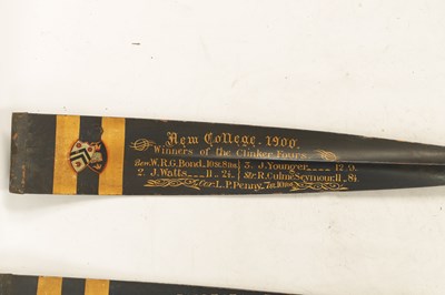 Lot 654 - A GOOD PAIR OF PRESENTATIONS OXFORD UNIVERSITY ROWING OARS DATED 1900.