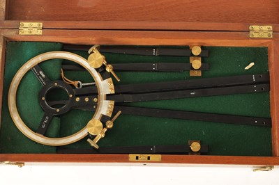 Lot 494 - A CASED THREE-ARM PROTRACTOR SIGNED HEATH & CO. LONDON.