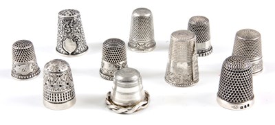 Lot 276 - A SELECTION OF 10 SILVER THIMBLES of various...