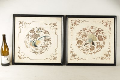 Lot 135 - A PAIR OF 19TH CENTURY CHINESE SILK EMBROIDERED PICTURES