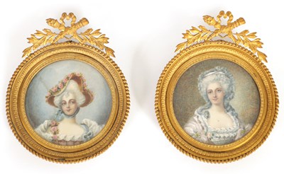 Lot 158 - A PAIR OF 19TH CENTURY MINIATURE PORTRAITS ON IVORY