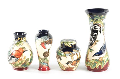 Lot 41 - A COLLECTION OF FOUR 'INGLEWOOD' PATTERN MOORCROFT DESIGNED BY PHILIP GIBSON