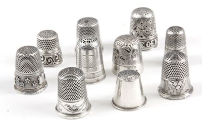 Lot 279 - A SELECTION OF 10 SILVER THIMBLES of various...