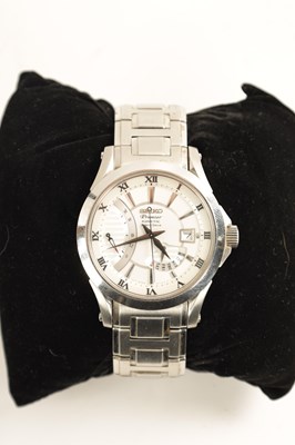 Lot 267 - A GENTLEMAN’S STEEL SEIKO PREMIER KINETIC DIRECT DRIVE WRISTWATCH