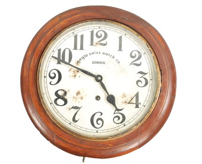 Lot 240 - A 19TH-CENTURY SPRING-DRIVEN WALL CLOCK BY ANGLO SWISS WATCH CO. ADMIRAL