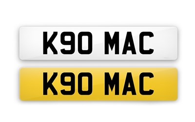 Lot 60 - K90 MAC Numberplate on retention