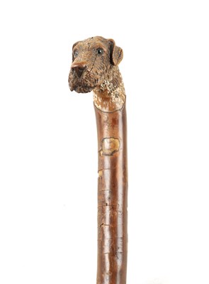 Lot 157 - CARVED TERRIER WALKING STICK