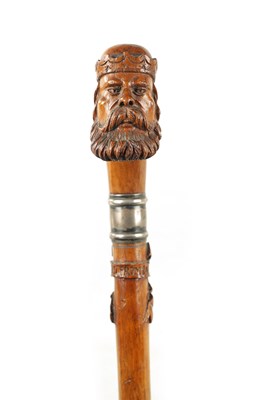 Lot 156 - 19TH CENTURY CARVED OAK WALKING STICK