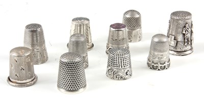 Lot 280 - A SELECTION OF 10 SILVER THIMBLES of various...