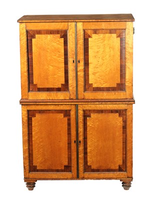 Lot 900 - A LATE REGENCY BIRD'S EYE MAPLE CAMPAIGN COLLECTOR'S CABINET