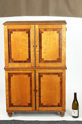Lot 900 - A LATE REGENCY BIRD'S EYE MAPLE CAMPAIGN COLLECTOR'S CABINET