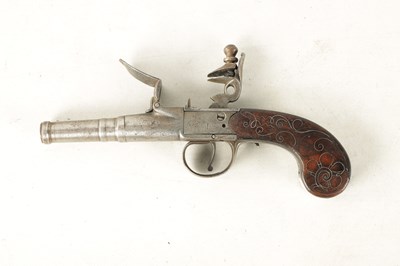 Lot 328 - A GEORGE III BOX AND FLINTLOCK PISTOL