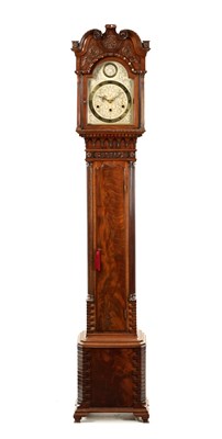 Lot 779 - AN EARLY 20TH CENTURY CHIPPENDALE STYLE FIGURED MAHOGANY GRANDMOTHER CLOCK