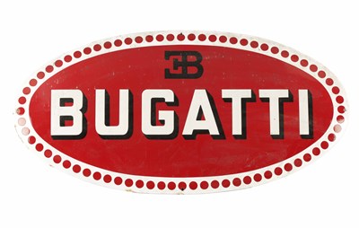 Lot 92 - AN OVAL ENAMEL BUGATTI GARAGE SIGN