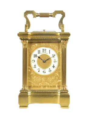 Lot 757 - A LARGE LATE 19TH CENTURY FRENCH REPEATING CARRIAGE CLOCK