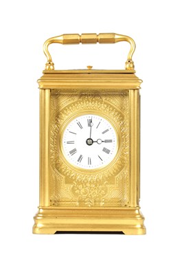 Lot 781 - A LATE 19TH CENTURY FRENCH GILT CASED REPEATING CARRIAGE CLOCK