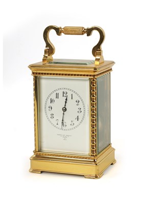 Lot 241 - A LARGE FRENCH STRIKING CARRIAGE CLOCK