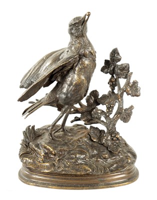 Lot 502 - JULES MOIGNIEZ (1835-1894) A LATE 19TH CENTURY BRONZE SCULPTURE OF A PARTRIDGE