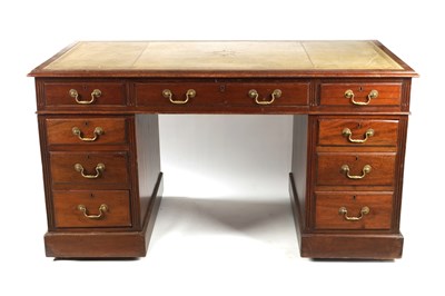 Lot 330 - AN EDWARDIAN GEORGIAN STYLE MAHOGANY PEDESTAL DESK