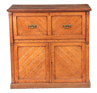 Lot 1387 - AN UNUSUAL LATE 19TH CENTURY OAK SECRETAIRE CHEST