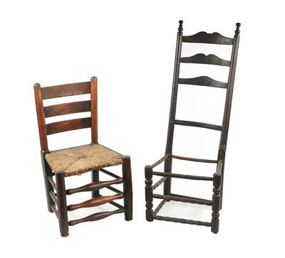 Lot 362 - TWO SINGLE CHAIRS, ONE HAVING AN UNUSUAL HIGHBACK