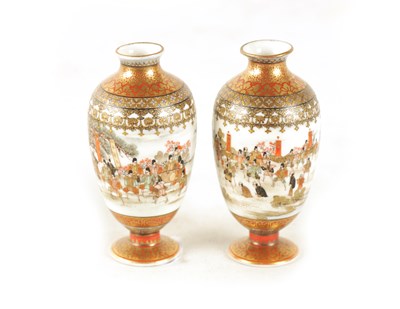 Lot 174 - A PAIR OF MEIJI PERIOD JAPANESE MINIATURE KUTANI PORCELAIN VASES