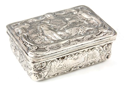 Lot 294 - AN 18TH CENTURY CONTINENTAL SILVER SNUFF BOX...