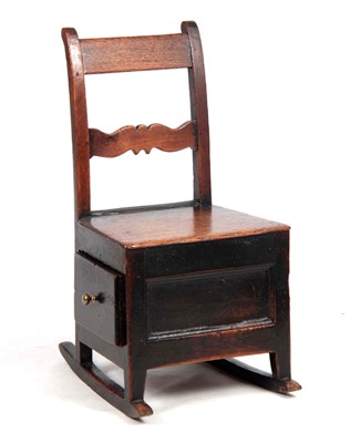 Lot 921 - AN 18TH CENTURY WELSH OAK ROCKING BOX STOOL/CHAIR