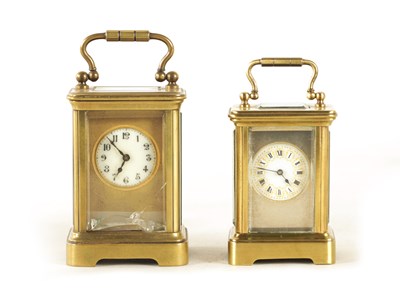 Lot 254 - TWO LATE 19TH CENTURY FRENCH MINIATURE CARRIAGE CLOCKS