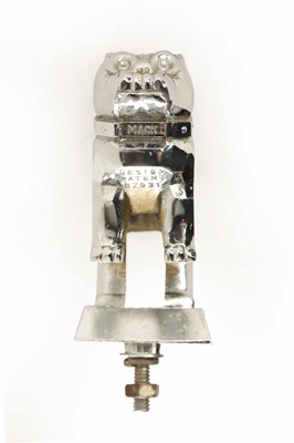 Lot 76 - A VINTAGE CHROMED MAC TRUCK RADIATOR BULLDOG MASCOT TOGETHER WITH A CALORIMETER AND RADIATOR CAP WITH WINGS