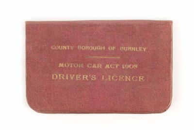 Lot 83 - AN ORIGINAL 1909 COUNTY BOROUGH OF BURNLEY DRIVING LICENSE