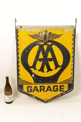 Lot 90 - AN 'AA GARAGE' DOUBLE SIDED ENAMEL HANGING SIGN BY 'FRANCO SIGNS'